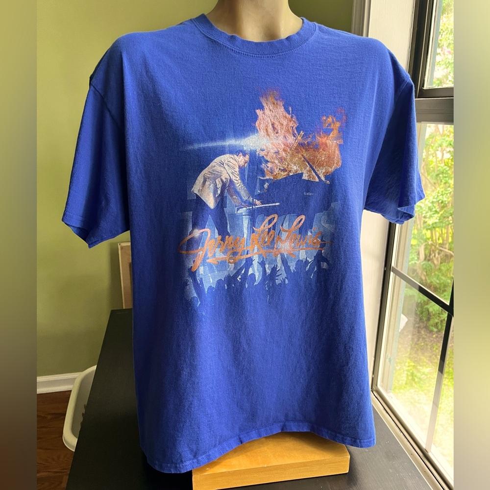 Jerry Lee Lewis blue graphic tee shirt Unisex Adult Large